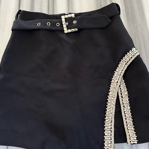 Black Crystal Rhinestone Diamond Skirt with Slit M NEW - Picture 4 of 6